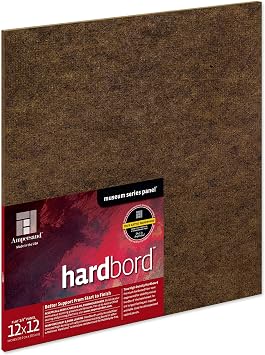 Ampersand Art Supply Hardboard Wood Painting Panel Museum Series Hardbord, 12" x 12", 1/8 Inch Flat Profile