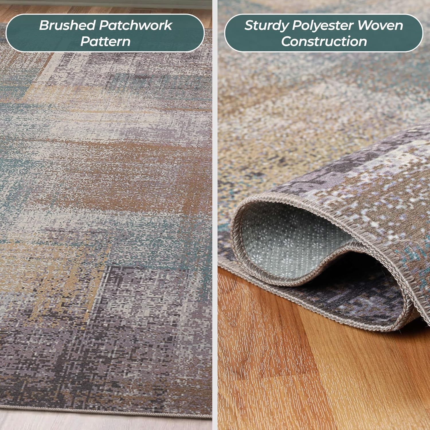 Superior Modern Abstract Washable Runner Rug, Non-Skid Backing, Pet & Kid Friendly, Non-Slip Rugs for Hallway, Living Room, Kitchen, Bedroom, Low Pile Area Rug, Ara Collection, 2' 7" x 10', Taupe