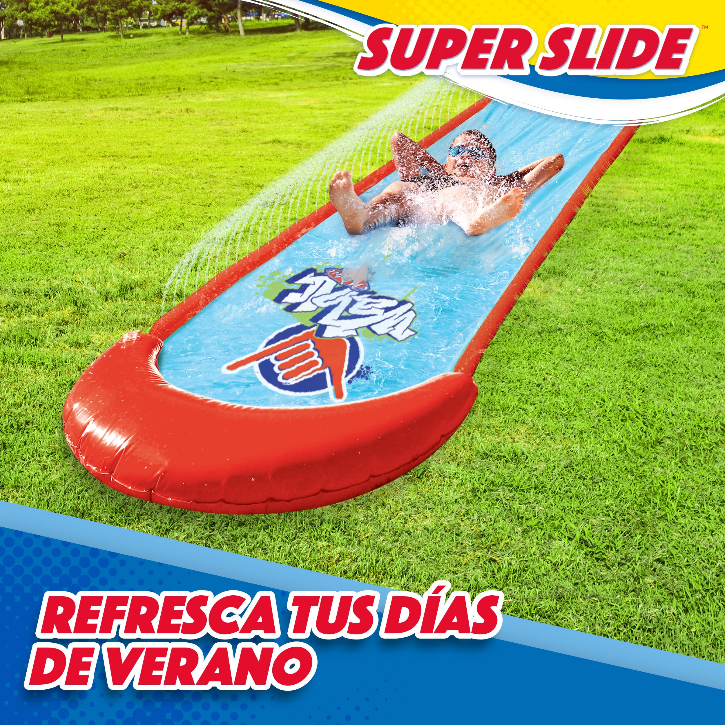 Wahu - SUPER SLIDE - Tobogán Acuático de 7,5 m para Juegos de Jardín - Juguetes Niños 5 Años - Con Sistema de Rociado - Fácil de Instalar - Regalo Niño 5 Años para el Verano