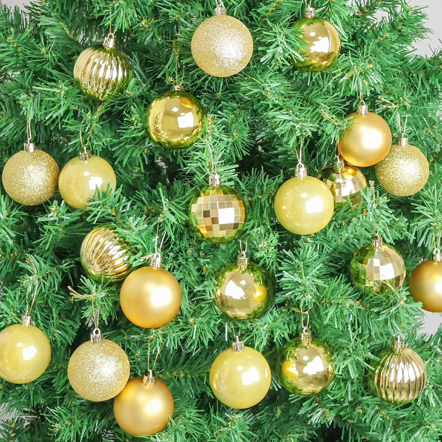 24 Palline Di Natale Infrangibili 3 Cm – Verde, Oro, Rosso – Con Fiocco Per Albero - 3