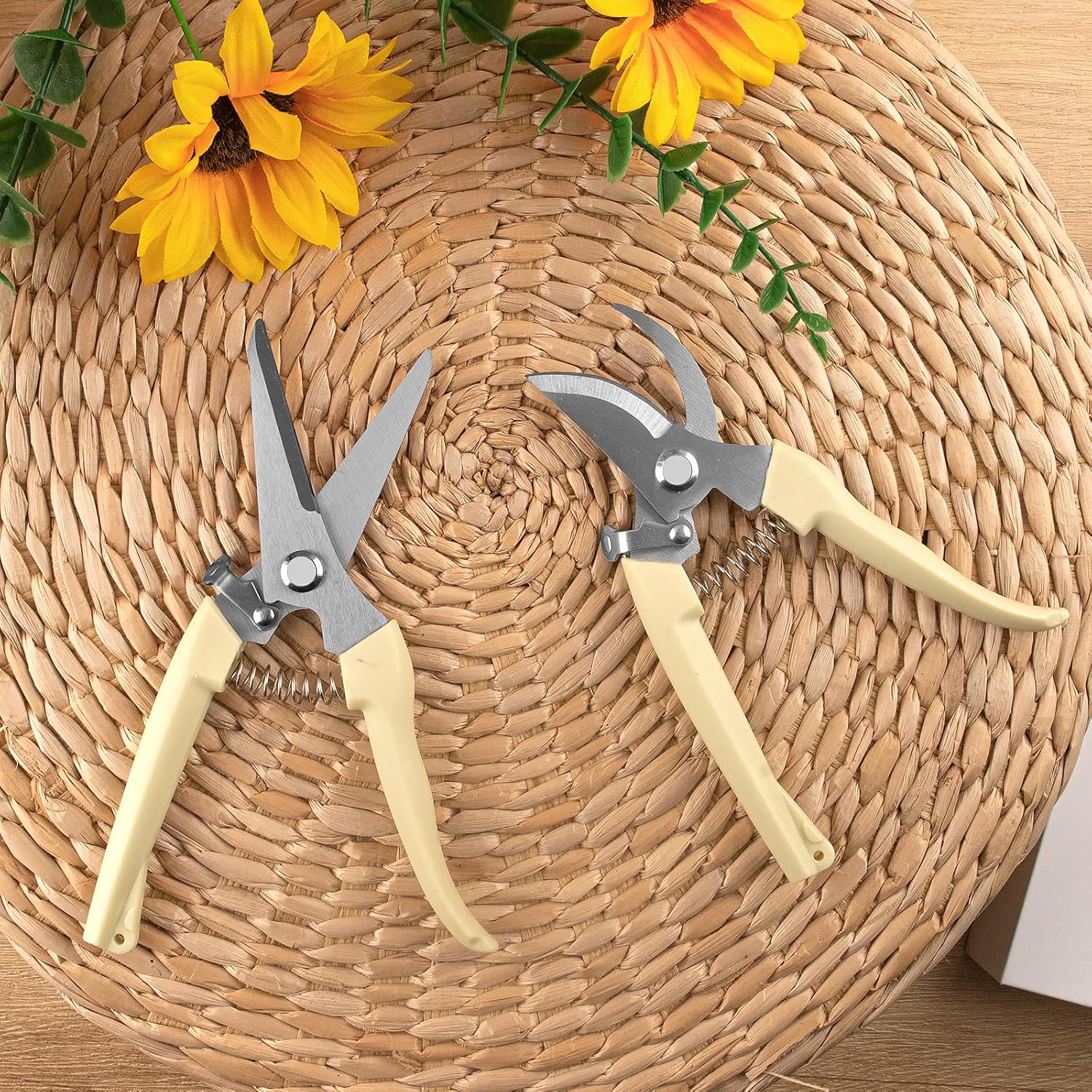 12 Pcs Garden Shears Flower Scissors Pruning Shears Floral Garden Clippers Hand Pruners Branch Cutter Gardening Tools for Plants Cutting, Trimming, Fruits Picking(Bypass, Straight)