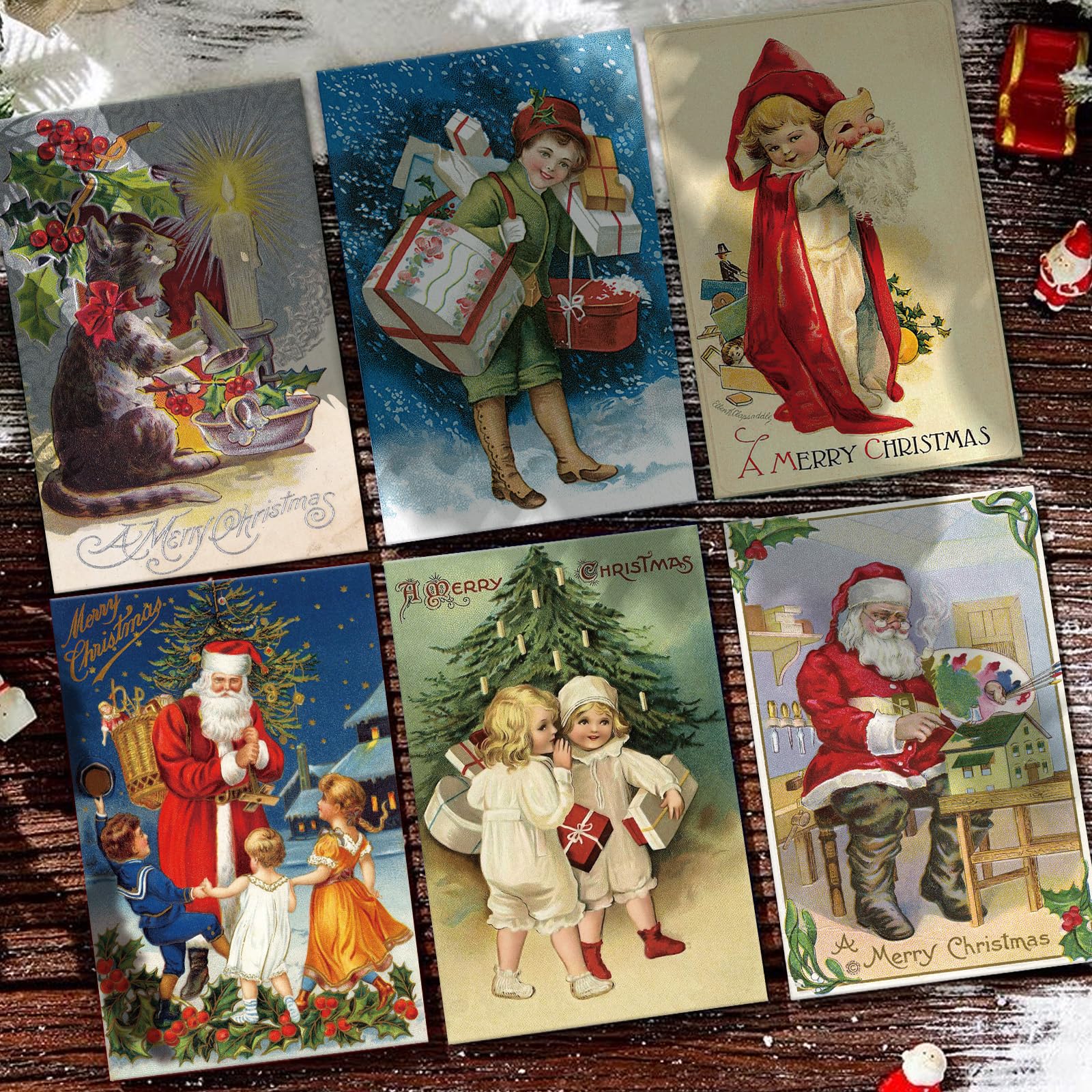 Amazon.com : Obbyidk 24 Vintage Santa Claus Christmas Card