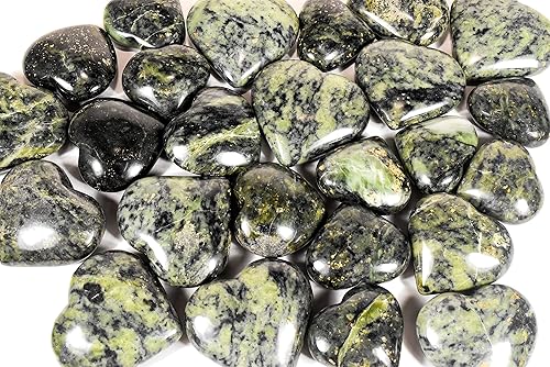 Miniatura 6 de Jaspe Corazón Ónix Labradorita Serpentina Aventurina Piedra Preciosa Pulida Cristal Mineral Especimen Verde Nefrita (Jade Nefrita)