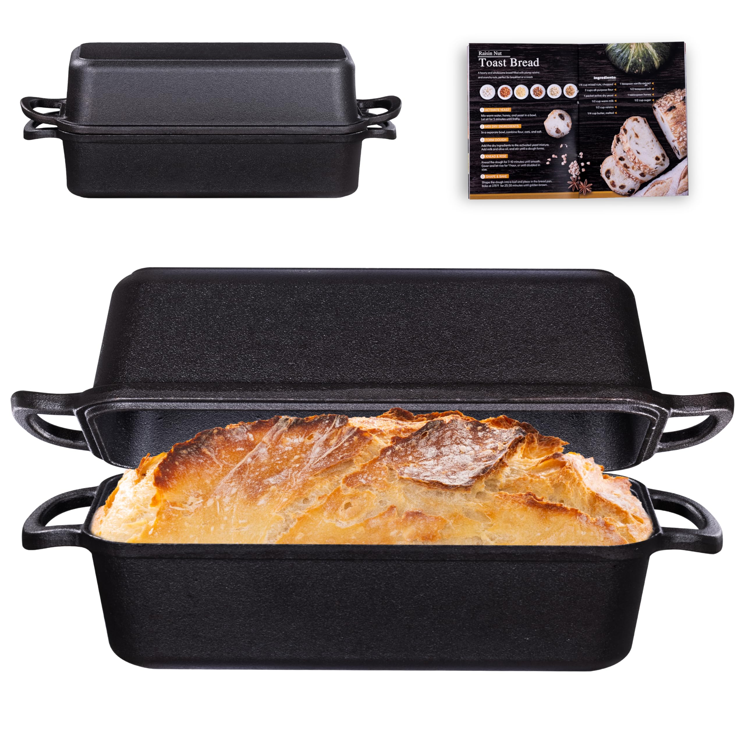 GRMlmosa 11x5 Inch Cast Iron Loaf Pan with Lid