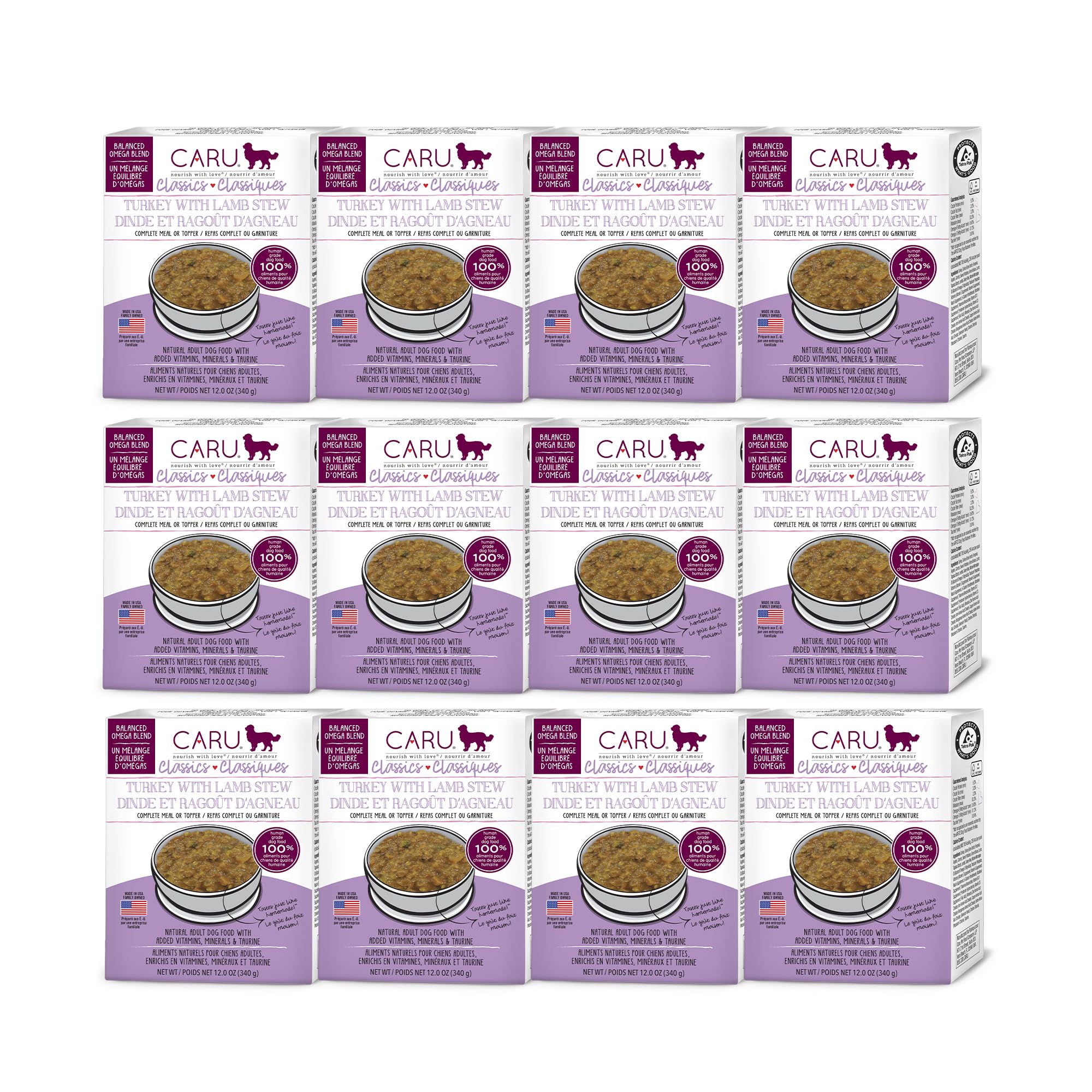 Caru Classics Stews for Dogs, Turkey &amp; Lamb Recipe, 12 oz – Case of 12