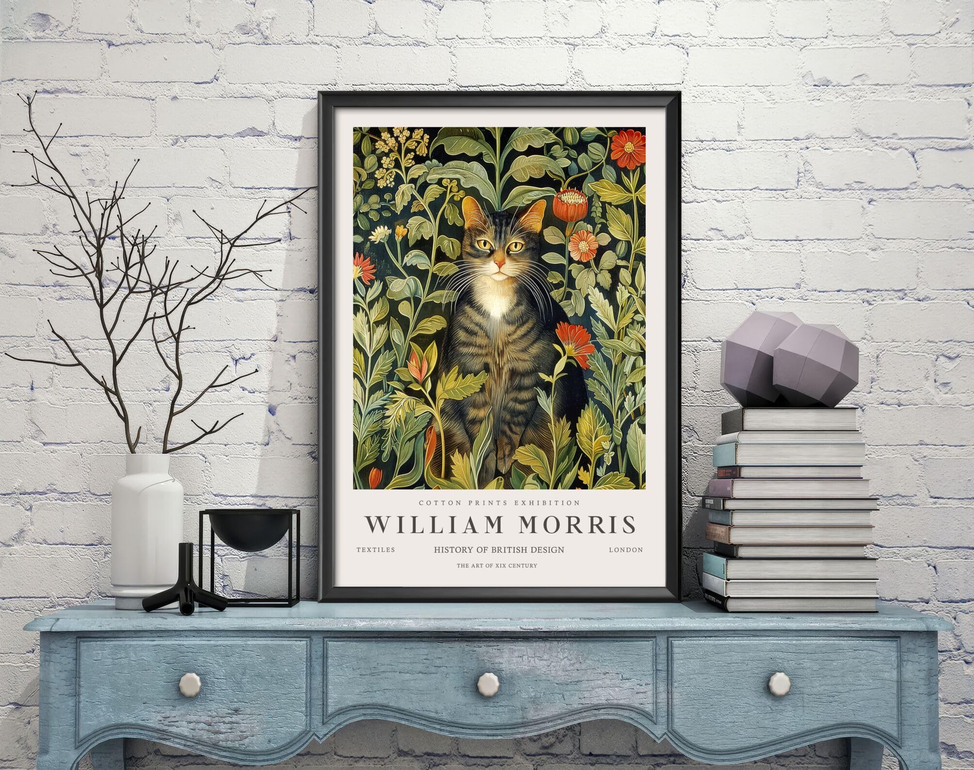 William Morris Cat Print, William Morris Exhibition Print, William Morris Poster, Vintage Wall Art, Textiles Art, Vintage Poster (095c) A2