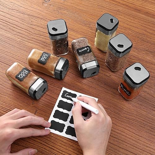 Miniatura 5 de 30 tarros redondos para especias, recipientes de condimentos de 4 onzas con tapas herméticas de acero inoxidable y tapas de coctelera, recipientes