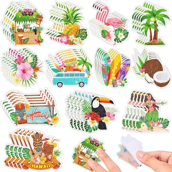 60 Pcs Hawaii Anxiety Sensory Stickers Tropical Aloha Calm
