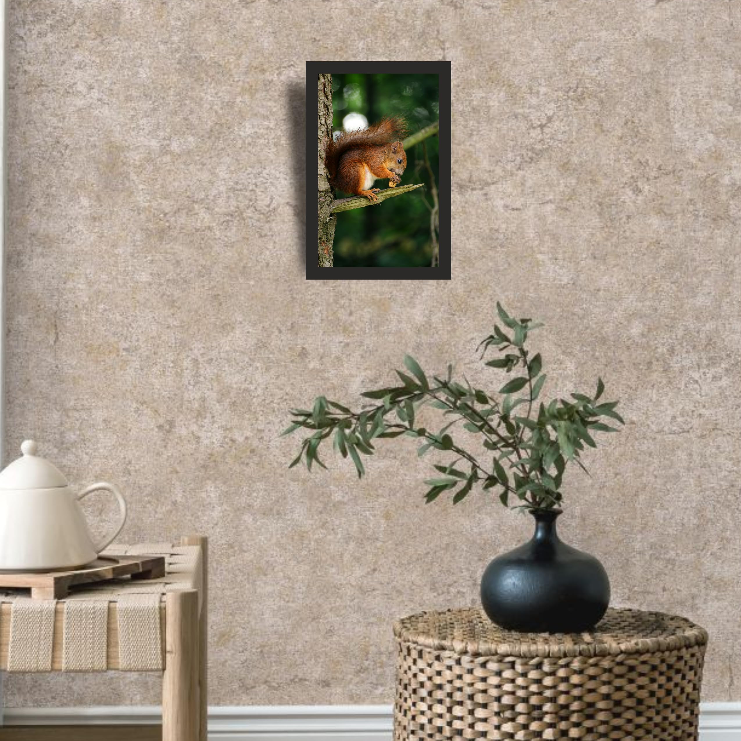 Squirrel Wildlife Wall Art Frame 12x18 Inch