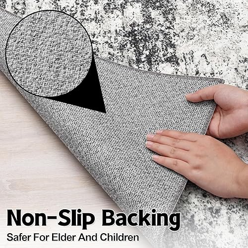 Miniatura 145 de Alfombra de área para sala de estar: alfombra lavable de 5 x 7 con respaldo antideslizante, no desprende pelo, resistente a las manchas, plegable