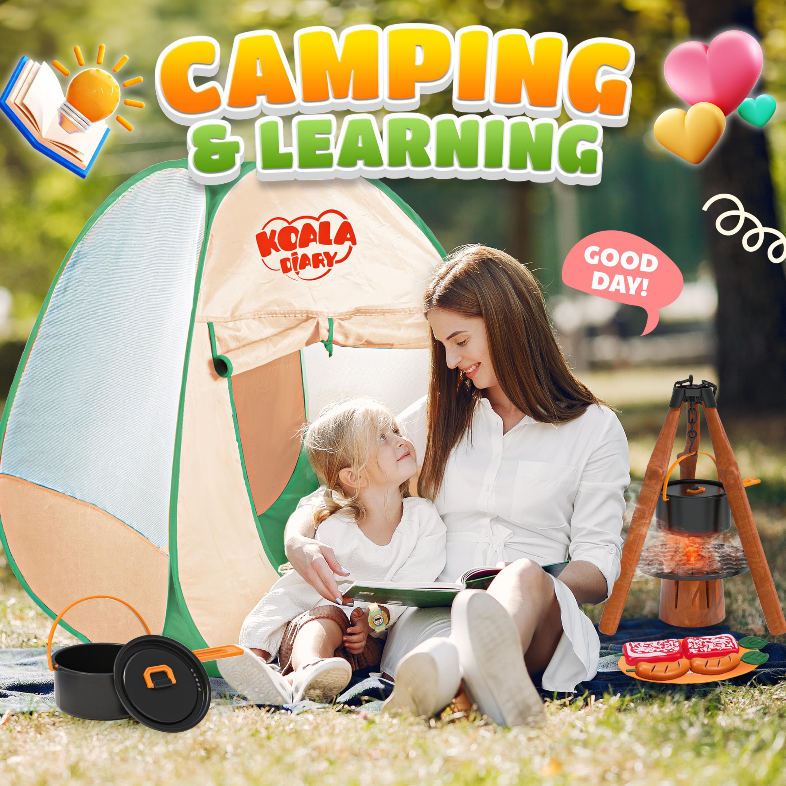 Kids Camping Set, SMILESSKIDDO 41 PCS Pretend Camping Set for Kids 3-5 with Pop Up Tent - Indoor and Outdoor Play Camping Toys for Toddlers - Image 6