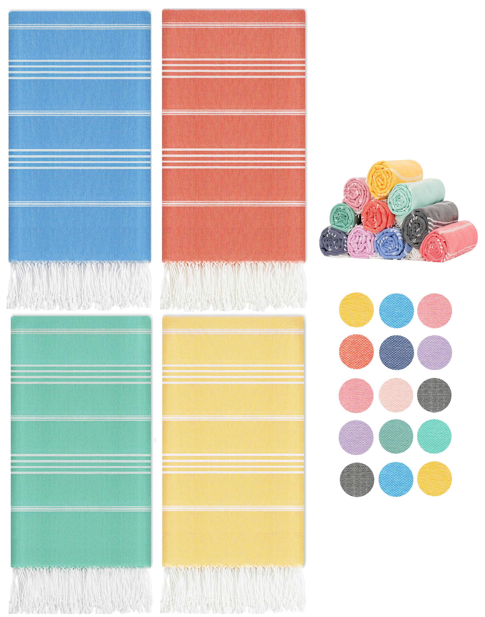 Turkish Beach Towel - XL Large, Thin, Fast Drying & Sand-Free Packable Towel For Travel