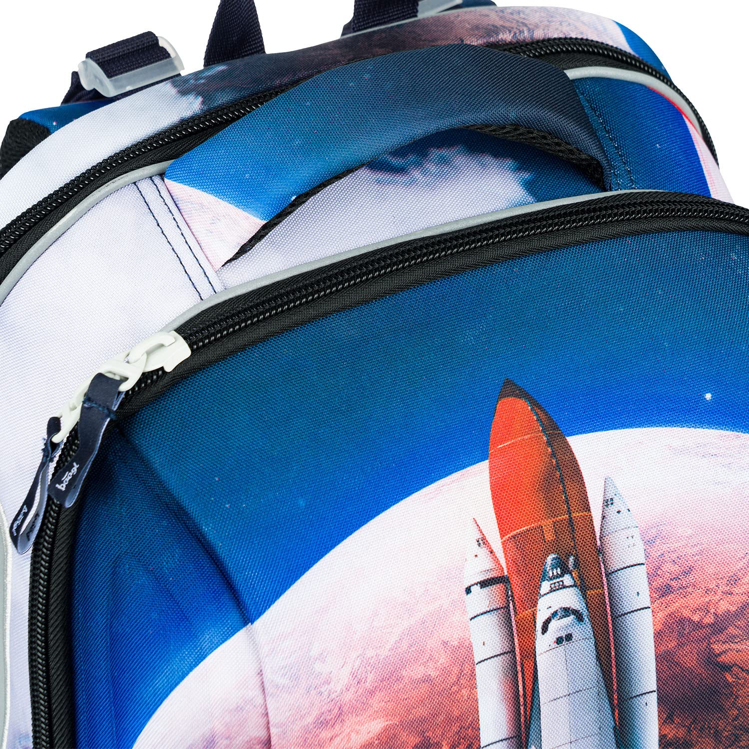 Baagl Shelly - Mochila escolar para niños y niñas de 1ª clase, mochila escolar, ligera, rígida, con correa para el pecho, Space Shuttle