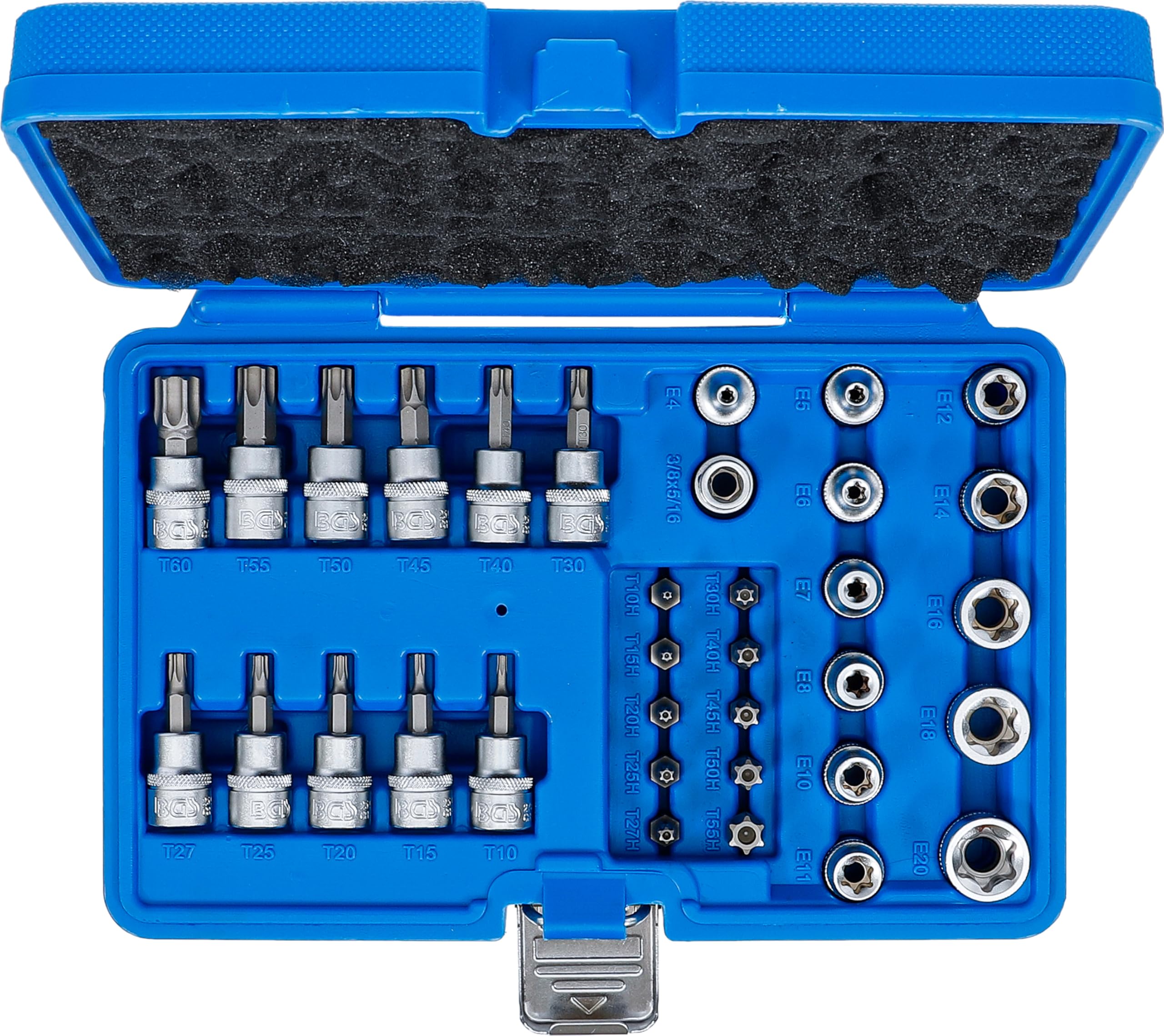 BGS 5021 | Serie di inserti e bussole | 10 mm (3/8") | profilo a T (per Torx) | 34 pz.
