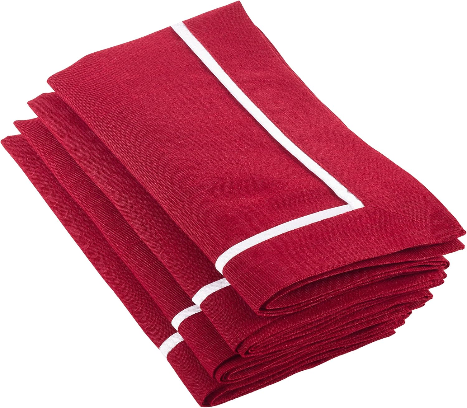 Saro Lifestyle Classic Border Design Table Napkins (Set of 4), Navy Blue, 20"