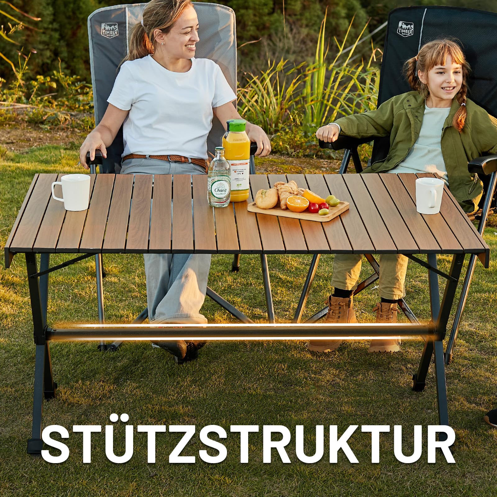 TIMBER RIDGE Campingtisch Klappbar 125x80cm Höhenverstellbar XXL Klapptisch Camping Multifunktional Gartentisch tragbarer Falttisch groß 6 Personen für Outdoor Picknick Kochen Garten Wandern Reisen