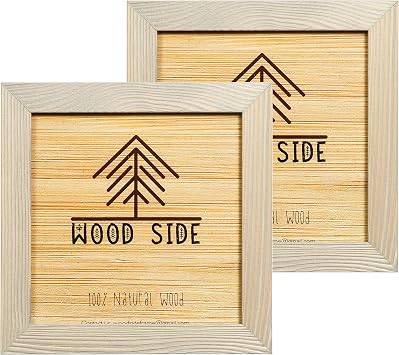 Rustic Wooden Square Picture Frames 8x8 - Set of 2-100% Natural Solid Eco Wood with Real Glass for Wall Mounting and Tabletop Photo Frame - Brown Grey