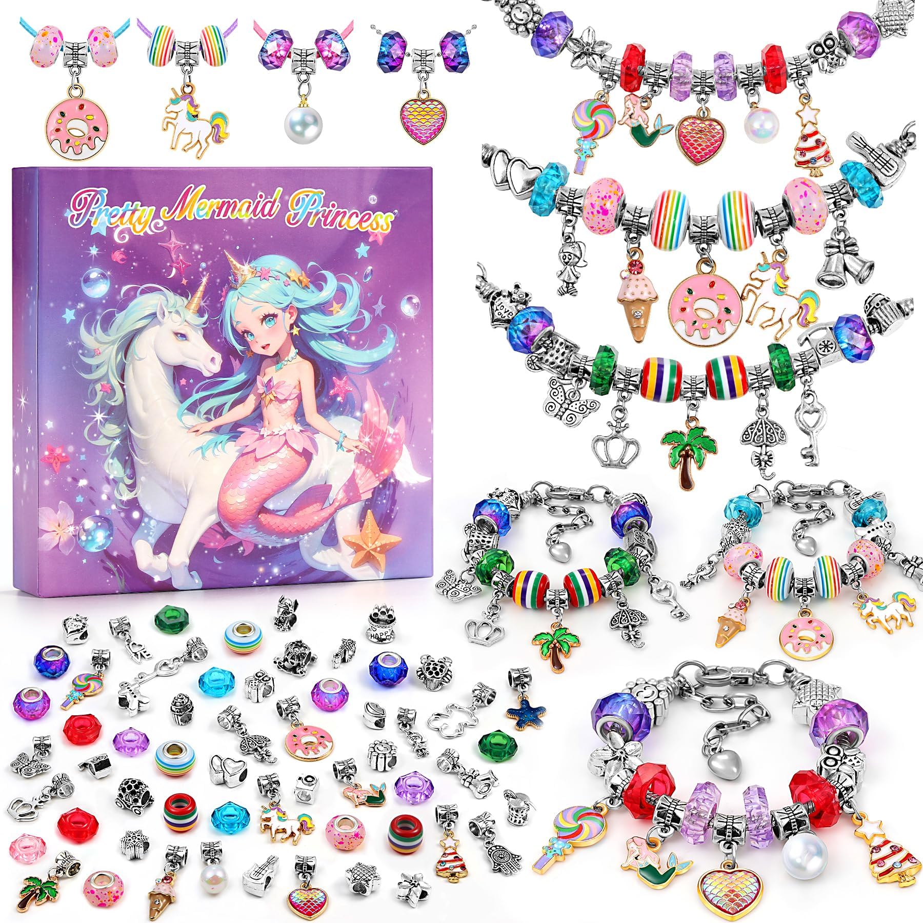 EFO SHM Kit de Fabrication de Bijoux pour Filles avec Pendentifs - Création de Bracelets et EFO SHM Kit de Fabrication de Bijoux pour Filles avec Pendentifs - Création de Bracelets et