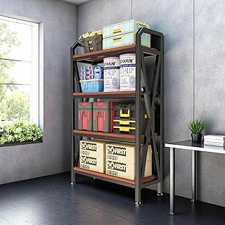 4-Tier Farmhouse Wood Bookshelf, Sturdy Open Bookcase for Living Room Bedroom Office, Vintage Standing Shelf Unit, Rustic Decorative Shelving for Storage Display