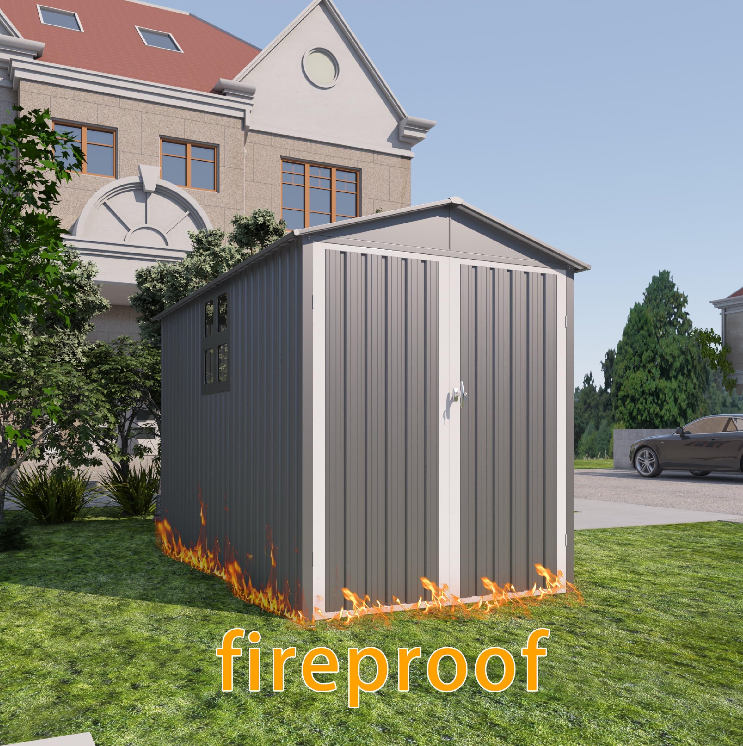 Amazon.com : KEIKI 5.5x10 FT Outdoor Metal Motorcycle Storage Shed