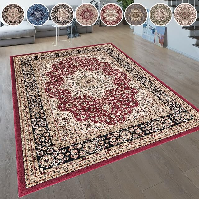 cozily Vintage Traditional Oriental Rome Anti Fatigue Turkish Mat Washable Jute Backing Extra Large Area Rugs for Hallway Kitchen Living Room Office Bedroom Aisle Corridor, 160x230, Red