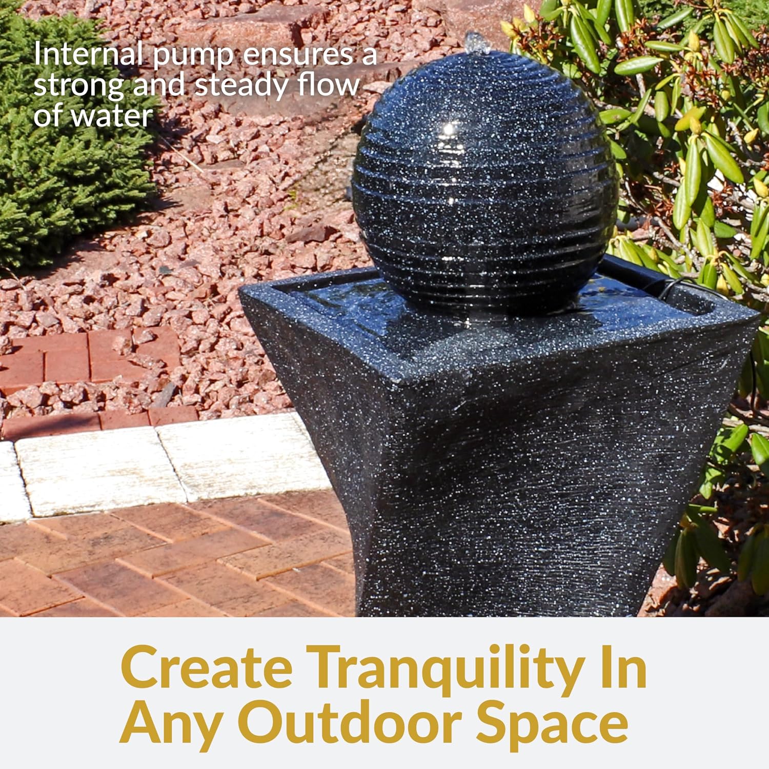 Sunnydaze 32-Inch Outdoor Solar Water Fountain - Backyard Water Fountain with Solar Battery Backup and LED Light for Garden, Patio, Yard or Balcony