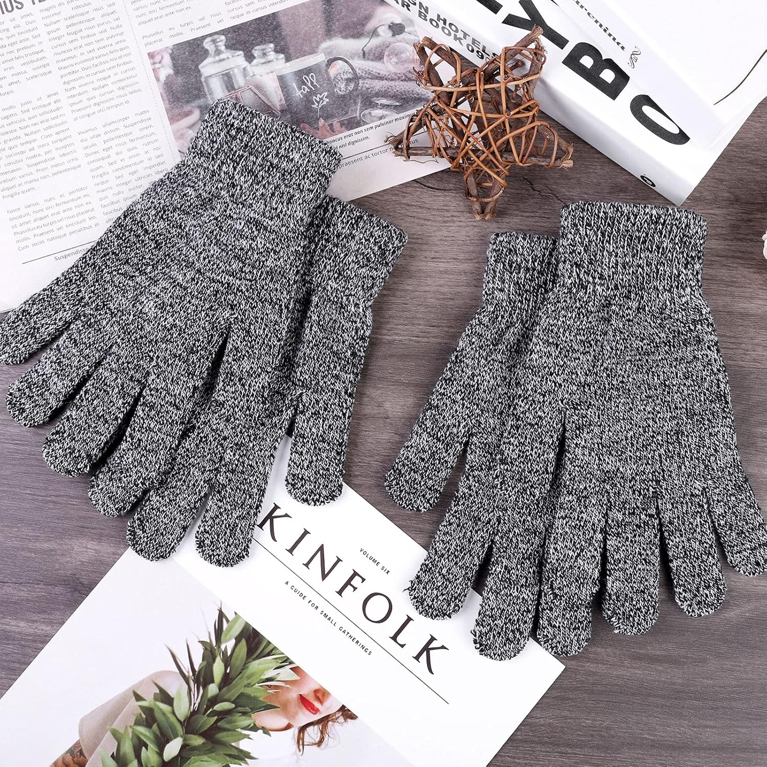 Cooraby 16 Pairs Adult Winter Knitted Magic Gloves Full Fingers Stretchy Warm Gloves for Men, Women or Teens - Image 3
