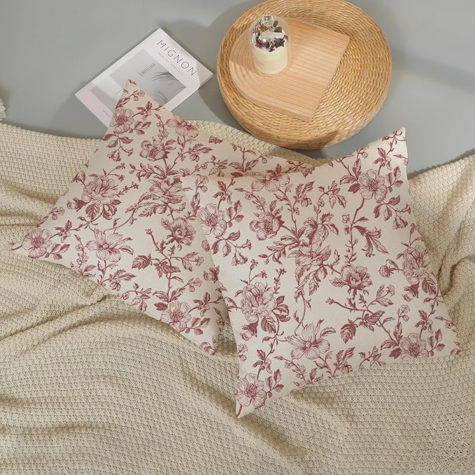 Set 2 Almohadas Lino Bordó 45x45 cm miniatura 6