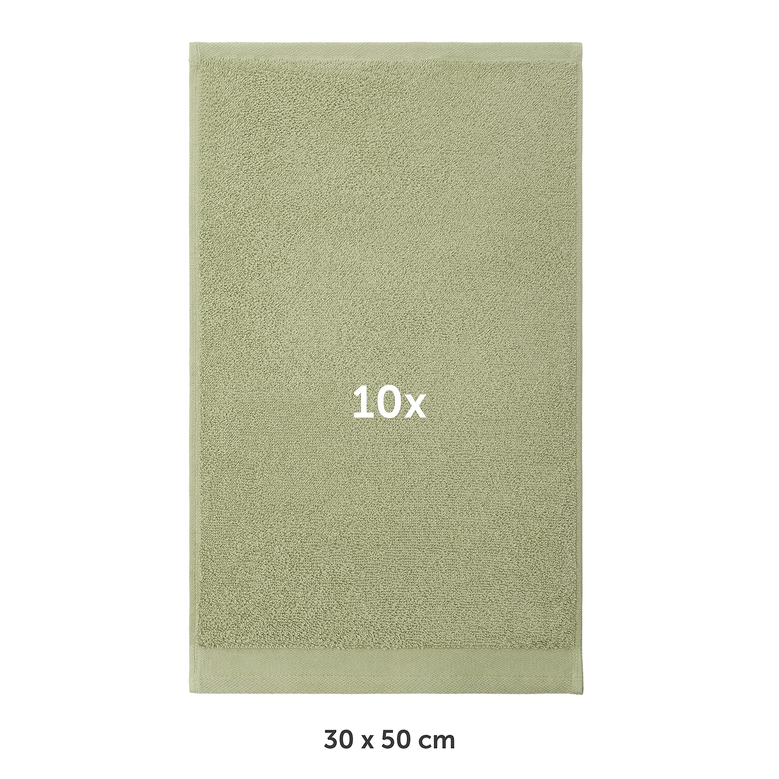 Blumtal Premium zestaw ręczników frotte z pętlą do zawieszania - bawełna certyfikowana Oeko-TEX, miękkie, chłonne - 10x ręcznik dla gości (30x50 cm), Pastel Green (zielony)