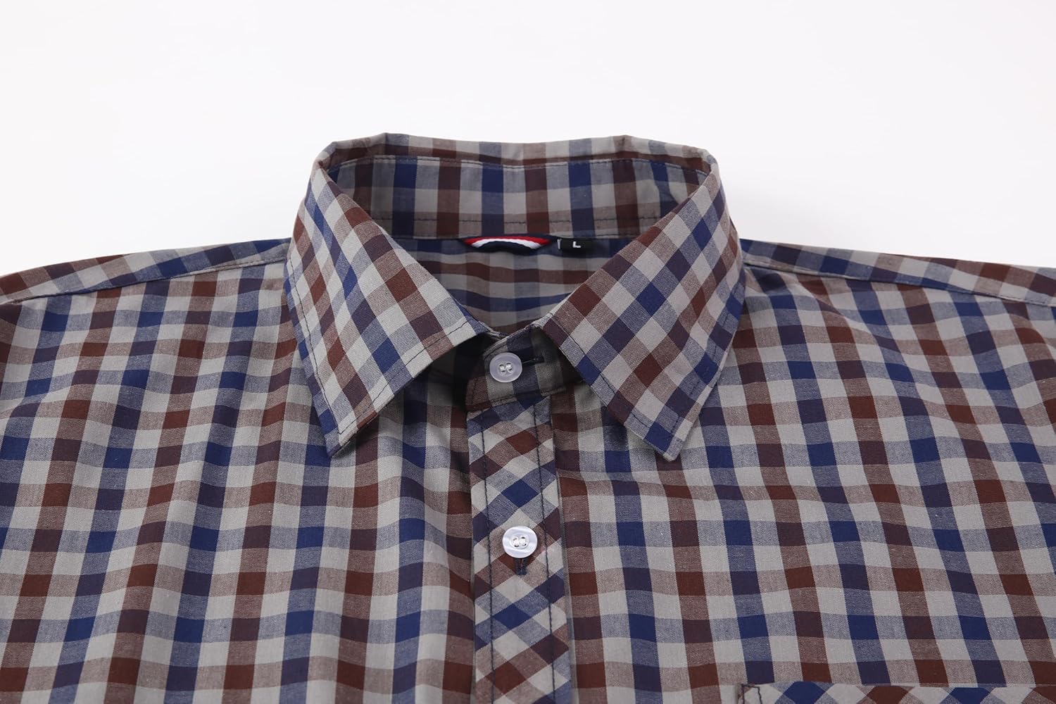 Men's Plaid Button Down Shirts Cotton Long Sleeve Dress Shirts Regular Fit Casual Shirts with Pocket - Image 6