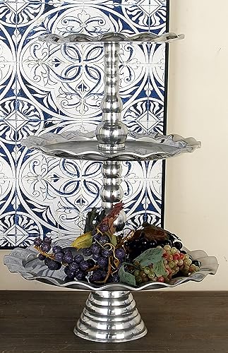 Miniatura 2 de Deco 79 Servidor de aluminio de 3 niveles, 17 "x 17" x 24", plateado