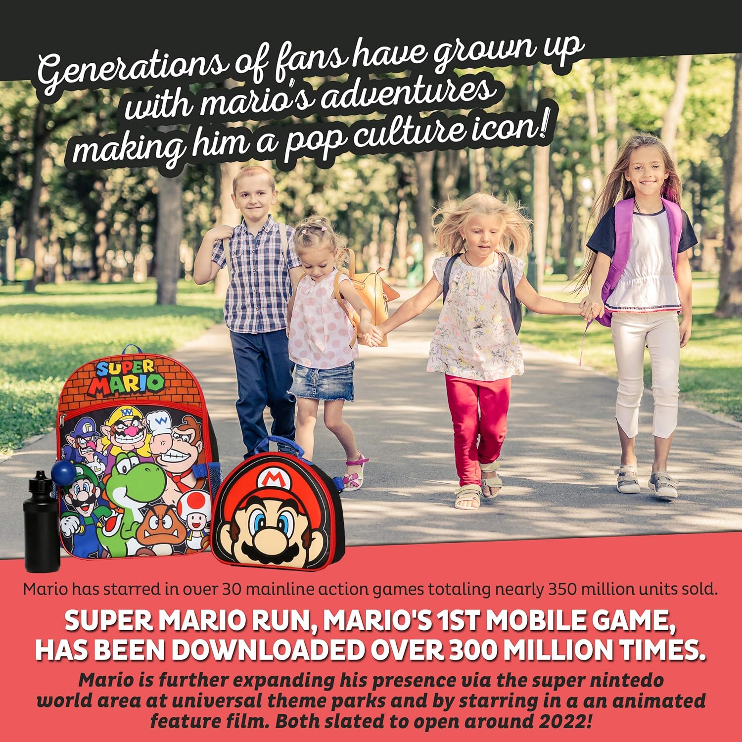 Nintendo Super Mario Bros Backpack with Lunch Box Set for Boys & Girls, 16 inch, 4 Piece Value Set: Clothing, Shoes & Jewelry