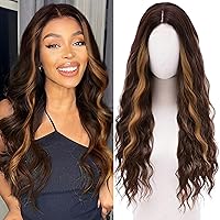 Vista 10 de Peluca larga rosa para cosplay, peluca sintética de 28 pulgadas con raya en el medio, regalos realistas, pelucas de fiesta para mujeres, uso diario