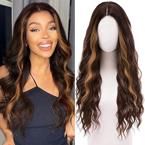 Miniatura 10 de Peluca larga rosa para cosplay, peluca sintética de 28 pulgadas con raya en el medio, regalos realistas, pelucas de fiesta para mujeres, uso diario