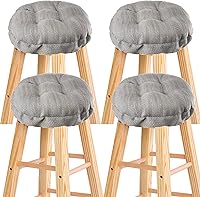 Vista 12 de HFCNMY Cojines para taburetes de bar, paquete de 2 fundas de asiento redondas acolchadas con bandas elásticas y parte inferior antideslizante