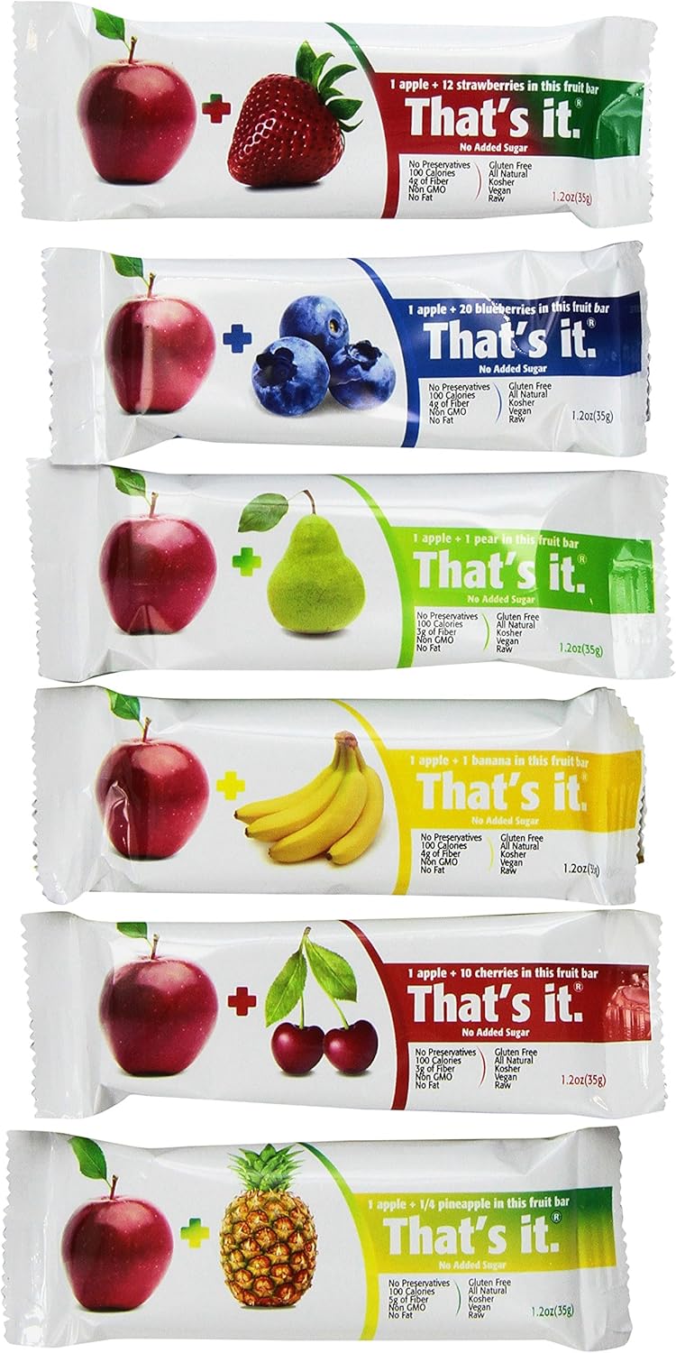 That's it Super Sampler, Pack of 12, (2 Apple+Blueberry, 2 Apple+Strawberry, 2 Apple+Pineapple, 2 Apple+Pear, 2 Apple+Cherry, 2 Apple Banana)