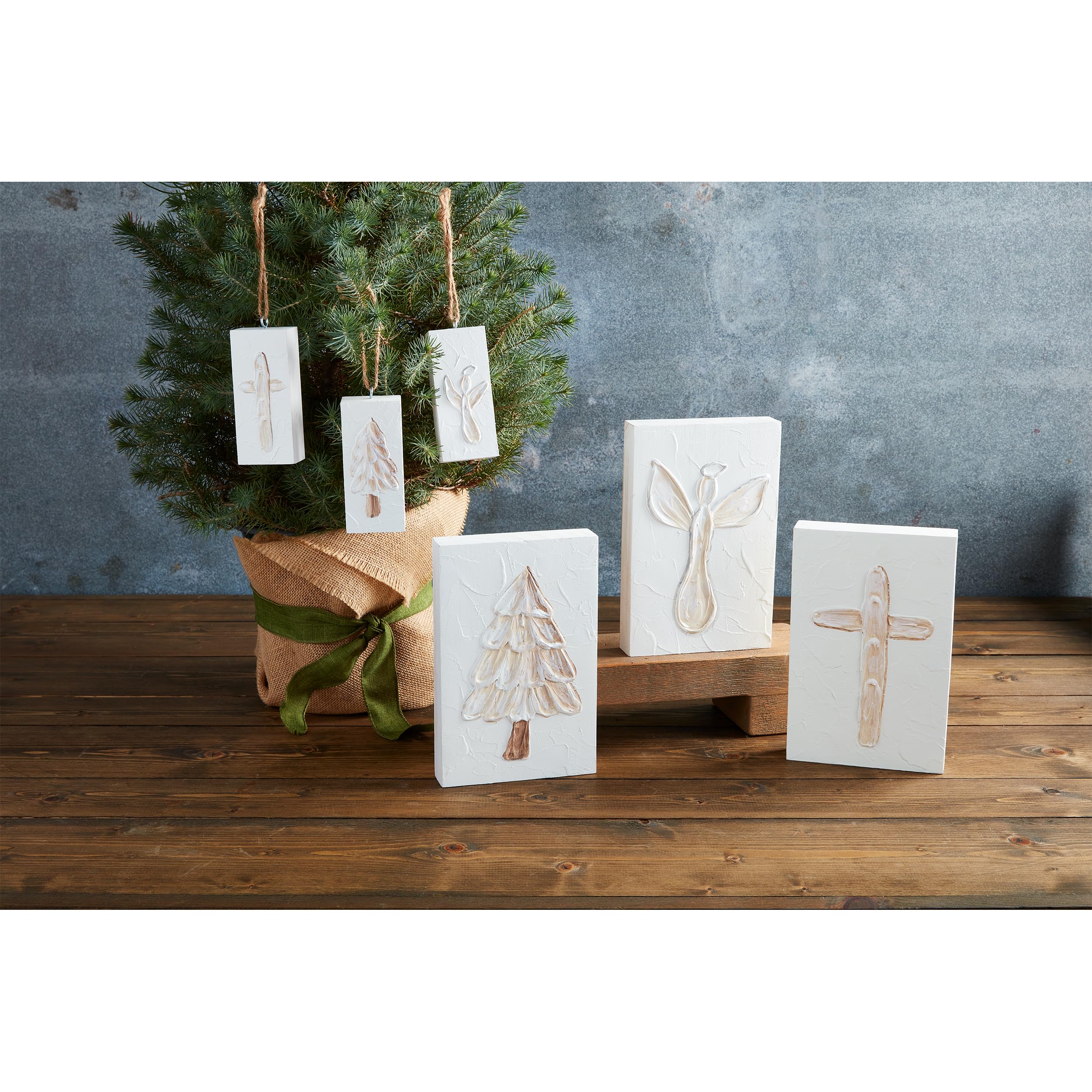 Mud Pie Placa blanca de Navidad, árbol, 8 1/2 x 5 1/2 pulgadas