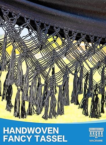 Miniatura 4 de PNAEUT Hamacas con borlas hechas a mano, hamaca doble con soporte para interior y exterior, capacidad máxima de 450 libras, almohada y bolsa de