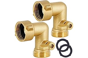 90 Degree Garden Hose Connector with Shut Off Valves