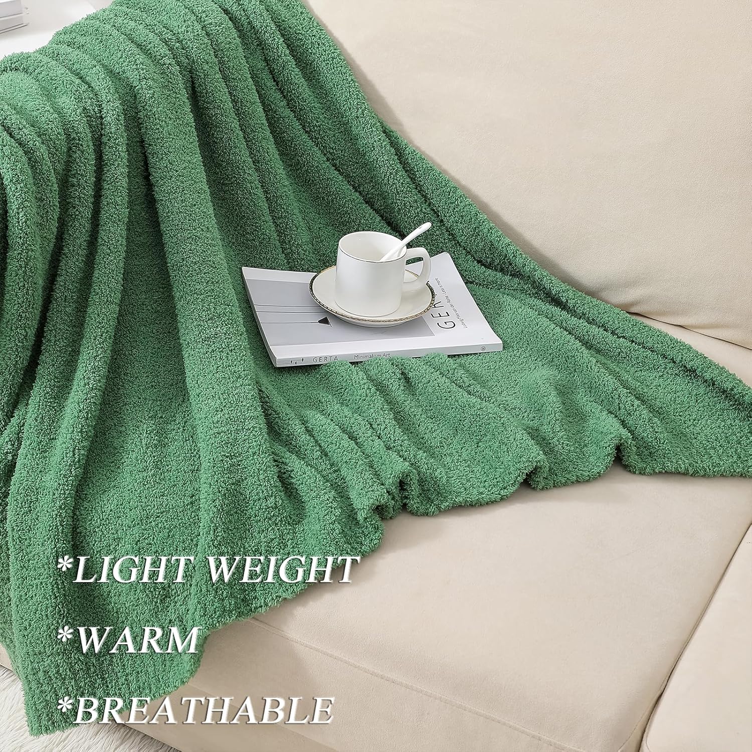 bearberry Super Soft Fluffy Throw Blanket Lightweight Cozy Warm Throw Blankets for Couch Bed Sofa All Season (Avocado Green, 50”x60”) - Image 4