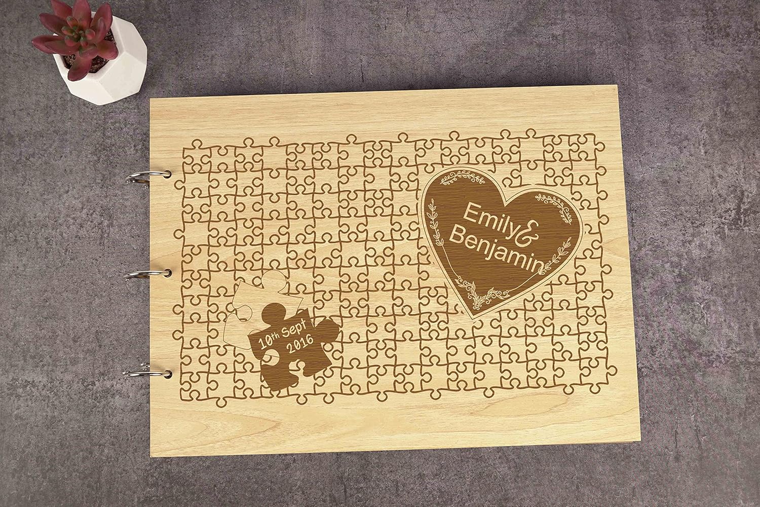 Darling Souvenir Personalized Engraved Laser Cut Wedding Guest Book Wooden Cover Sign-in Book Registry Guestbook Scrapbook-Z5