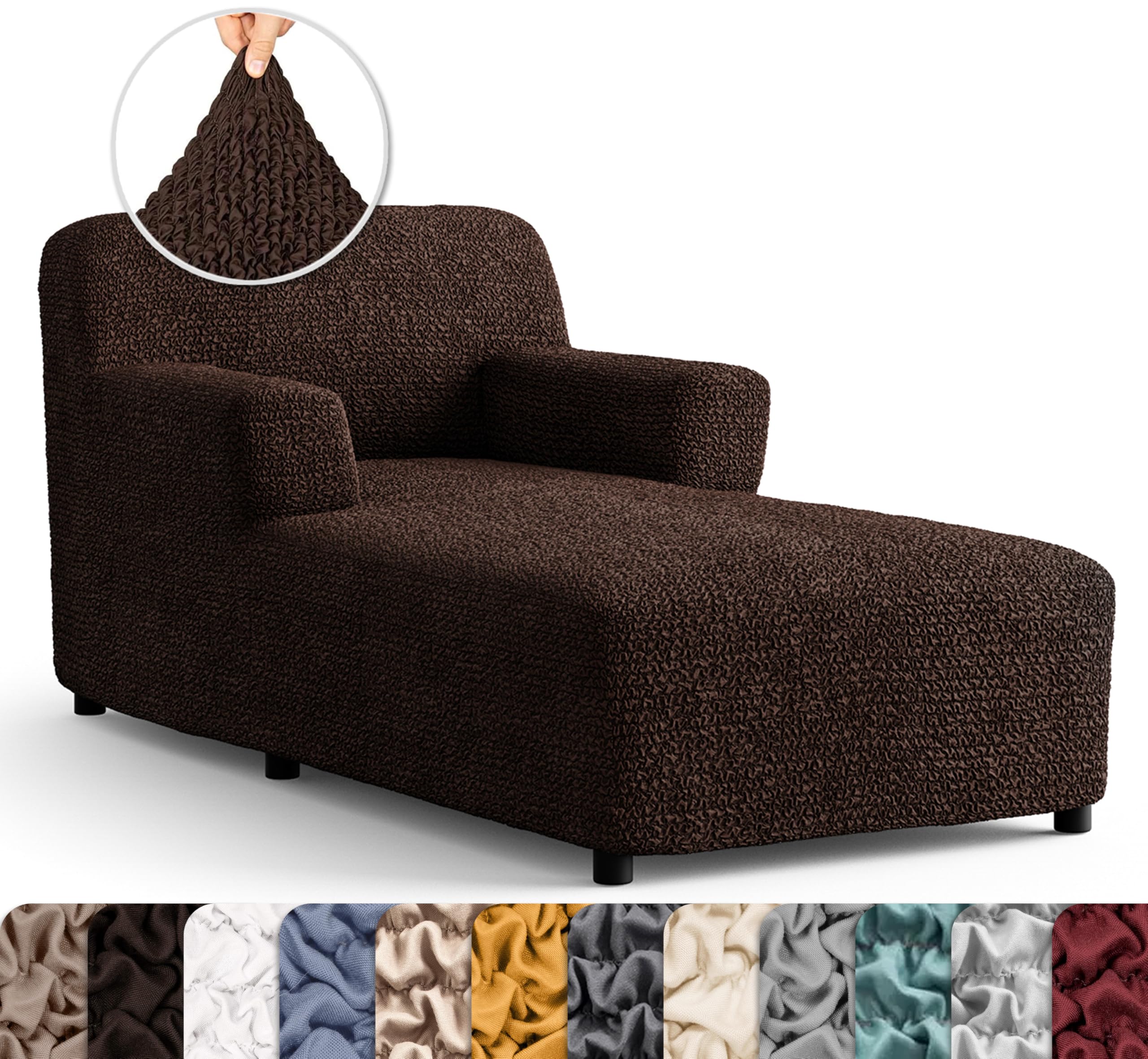 Chaise Lounge Cover - Lounge Sofa Covers - Lounge Chair Cover- Soft Polyester Fabric Slipcovers - 1-piece Form Fit Stretch Furniture Slipcover -