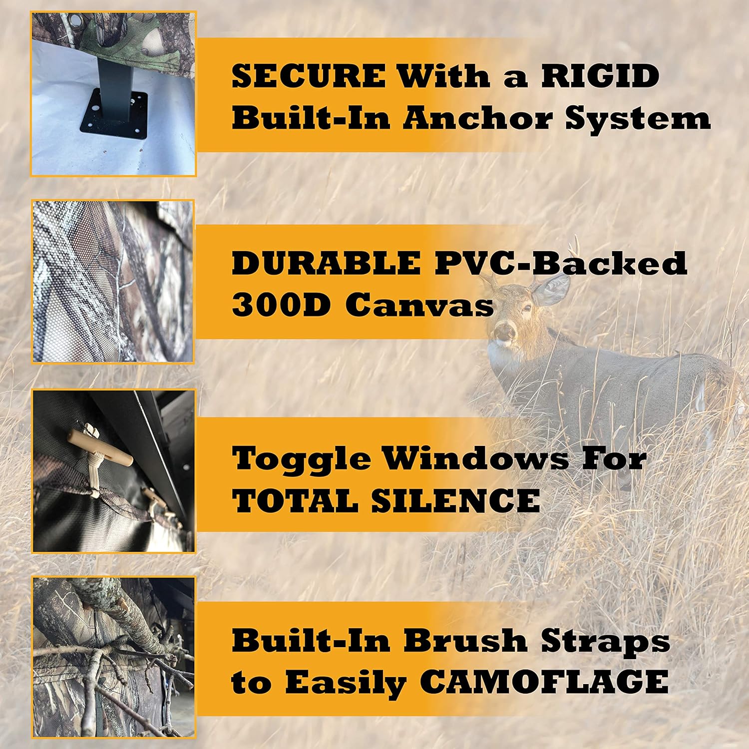 Hunting Blind for Deer Hunting – Heavy-Duty Steel Frame, 8 Shoot-Through Windows, Durable 300D Oxford Fabric, Full Visibility Ground Blind for Bow and Gun Hunters