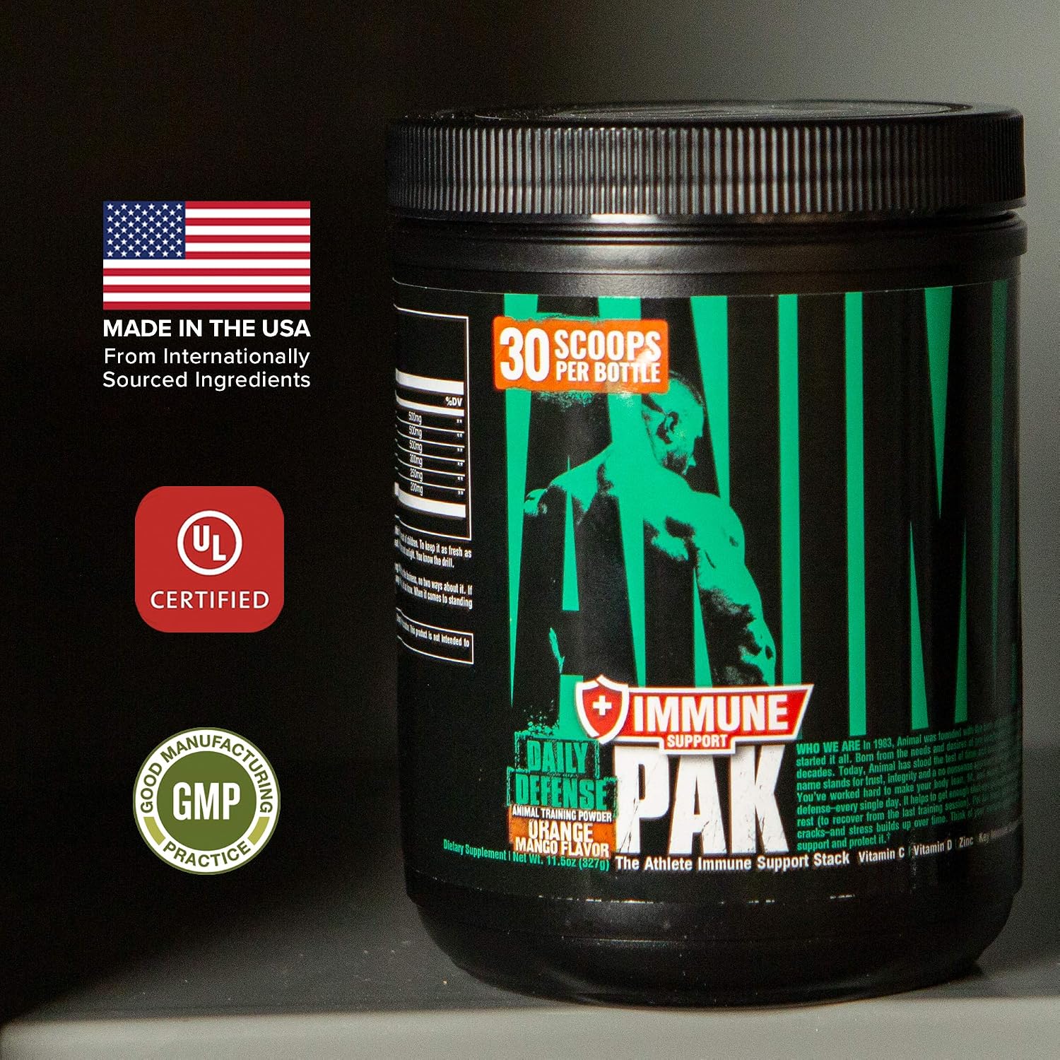 Animal Immune Pak Powder - Zinc, Vitamin C, Vitamin D, Olive Leaf Extract and More - 30 Scoops, Orange Mango