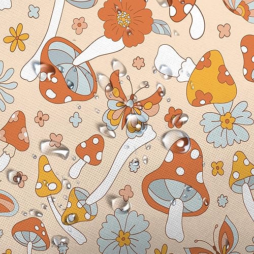 Miniatura 4 de JAWO Cortina de ducha con diseño de margaritas, diseño floral bohemio para baño, trasero de hongo retro de los años 70, juegos de cortina de ducha