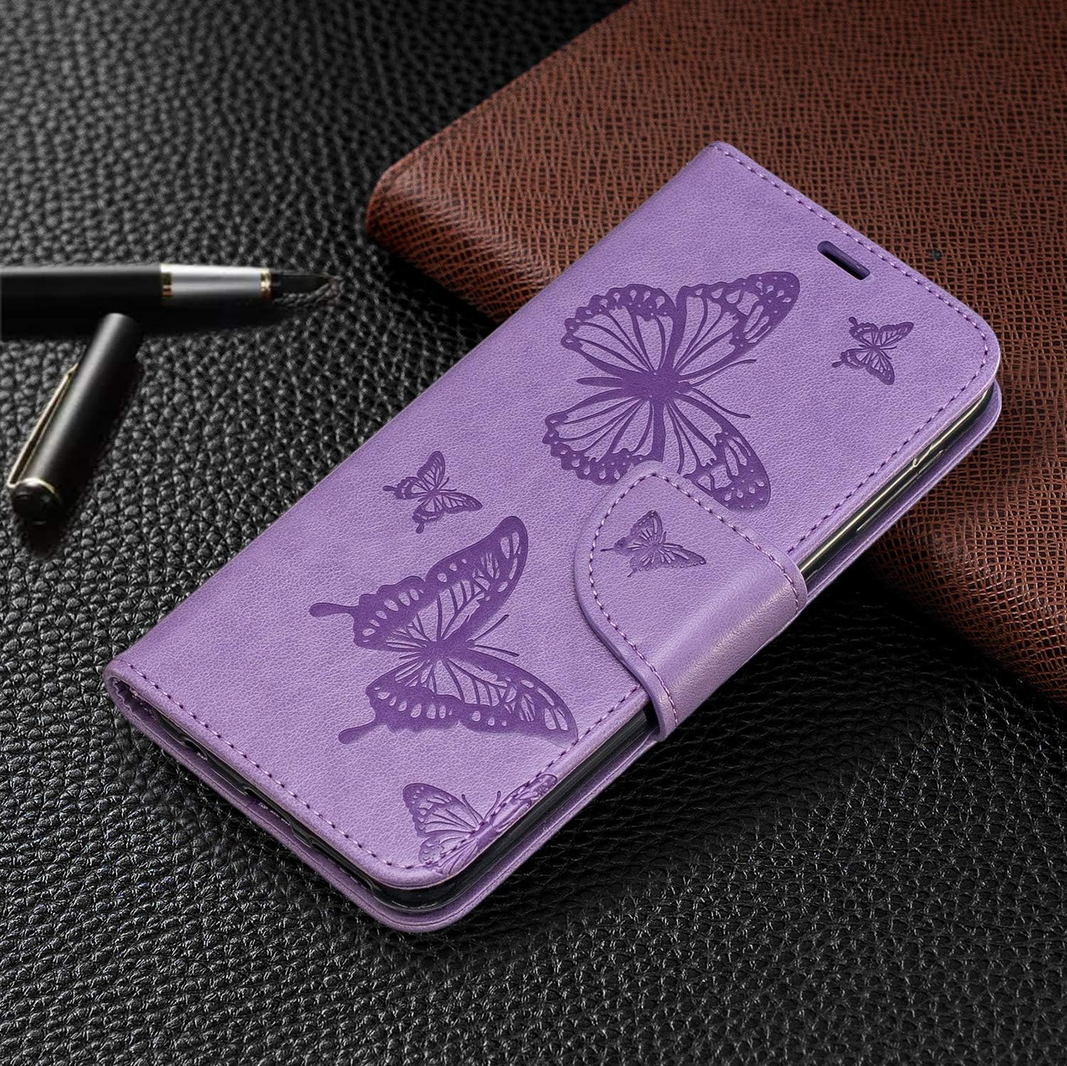 Didan Чехол с клапаном для Samsung Galaxy S23 Plus, высококачественная искусственная кожа, функция магнитной подставки, тисненый узор в виде бабочки, сумочка, кошелек с ремешком на запястье