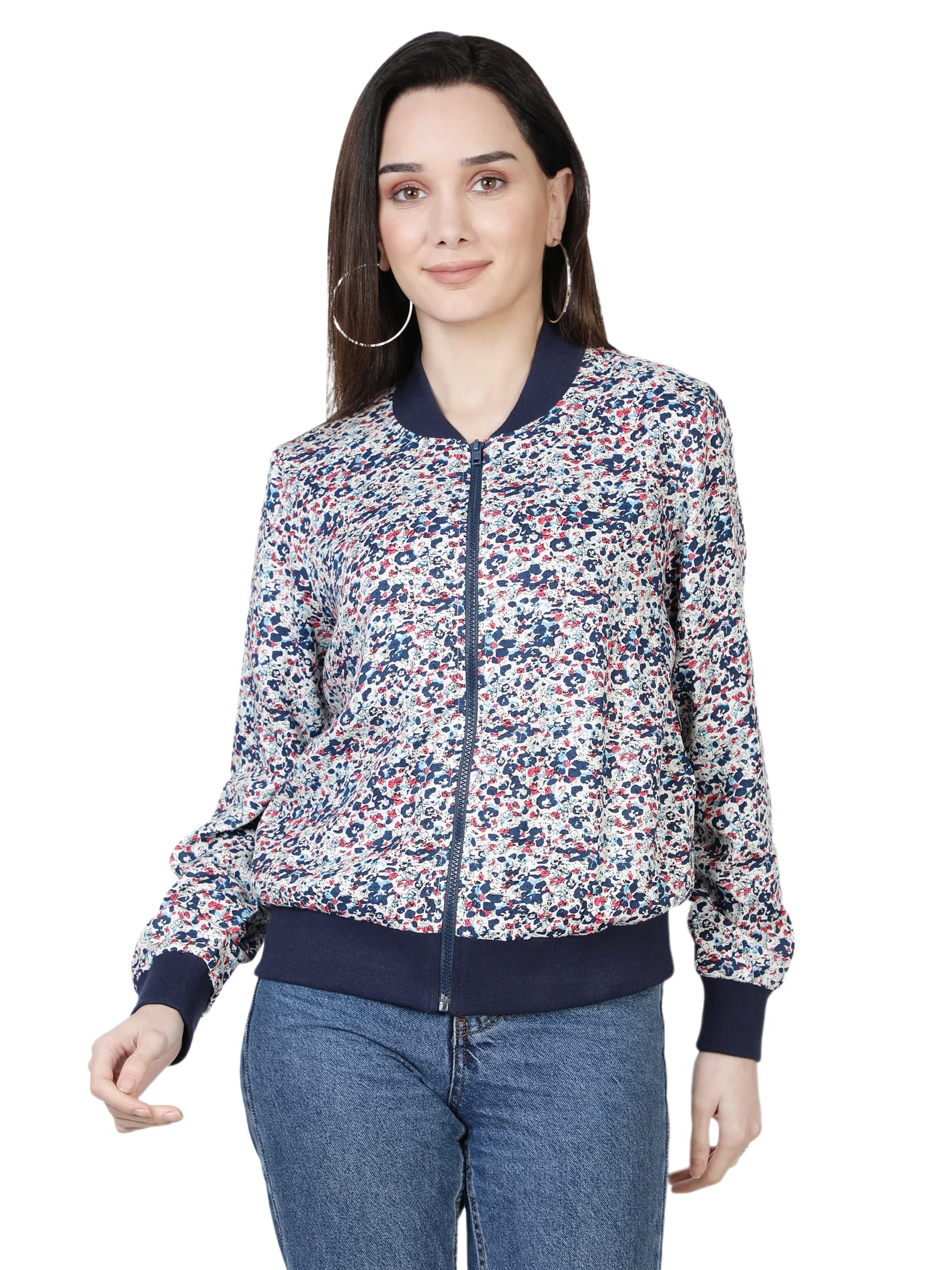 nuevosdamas Women Full Sleeve Polyester Printed Bomber Jacket-picture-30
