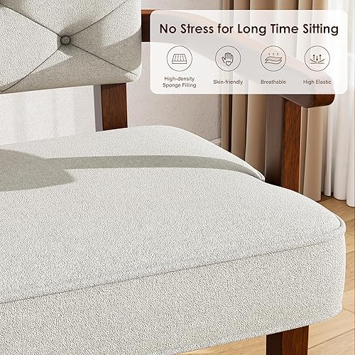 Miniatura 3 de Silla decorativa pequeña, Butacas para Sala, Sillón de mediados de siglo, Sillas laterales tapizadas de madera, respaldo copetudo, apoyabrazos,