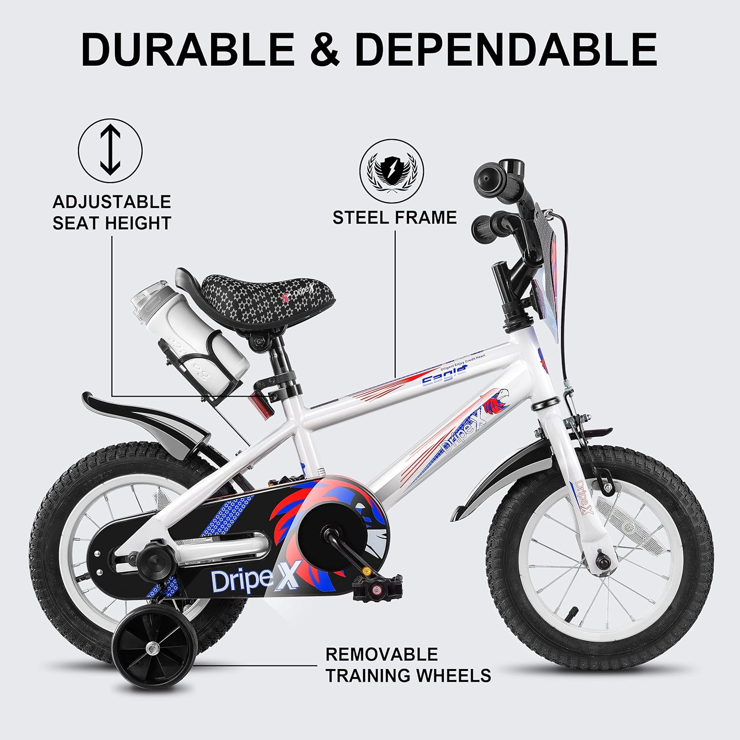 Kids Bike,14 inch Boys Bike,Children Bike with Training Wheels Children Bicycle for Beginner,Kid Bicycle Little Eagle Age 3-6 Years Old,DRIPEX Eagle : Sports & Outdoors