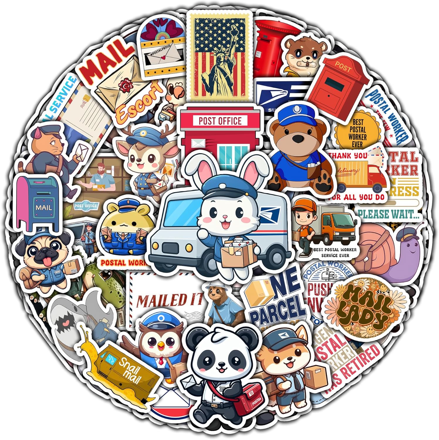 Amazon | Pack 50 PCS Postal Worker Stickers Waterproof Vinyl Decals